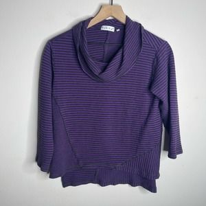 Habitat Purple Striped Pieced Cowl Neck Top Size Small